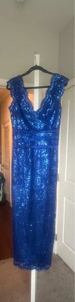 Tadashi Shoji Royal Blue Sequin Lace Cocktail Dress - Size 10