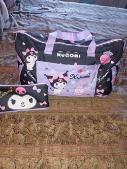 Kuromi Duffle Bag With Matching Pouch Bag