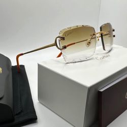 Cartier Big C 24K Gold/Brown Diamond Cut Buffs Buffalo Horn Glasses PRICE FIRM