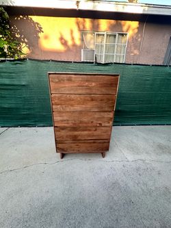 ASHLEY MID CENTURY MODERN TALL DRESSER CHEST OF DRAWERS CABINET