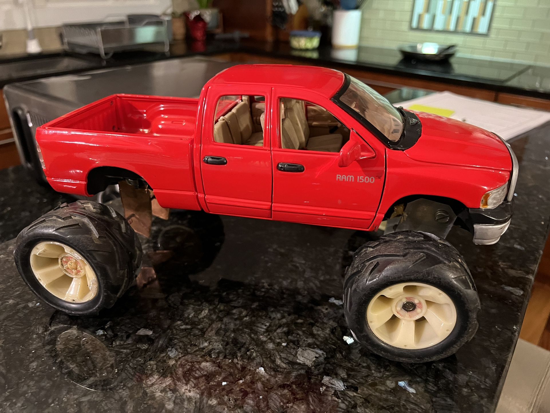 Diecast Toy Truck Red Dodge Ram 1500 Quad Cab 4x4
