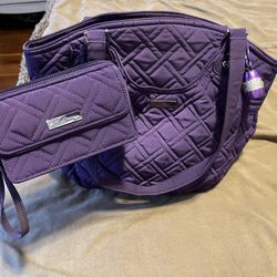 Vera Bradley Purple Pocketbook With Matching Wallet