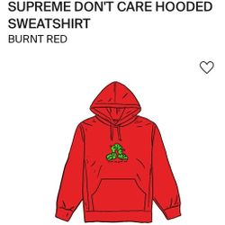 Supreme I Don't Care Hooded Sweatshirt Red Size Medium 