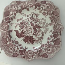Spode Archive Collection Plate British Flowers - POPPY Cranberry Color MINT 