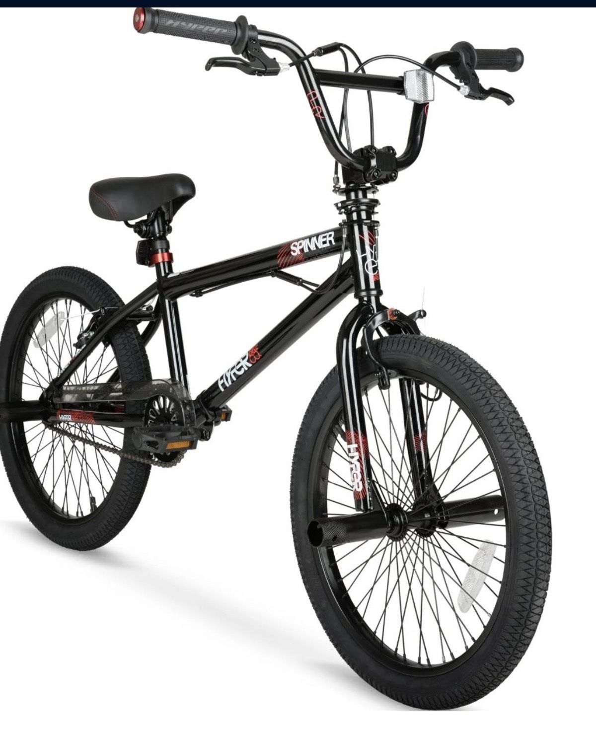 Hyper Bicycles Spinner BMX Bike, 20" Wheels, Kids Ages 8-13 Years, Black