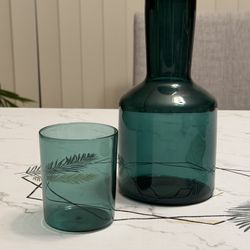 Bedside Water Carafe Set — Glass (Dark Green)