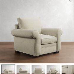 2 Pearce Roll Armchairs with 1 Ottoman