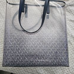 Clear/ Navy Blue Accent Michael Kors Tote