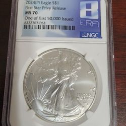 2024(P) Silver Eagle NGC MS70 First Star Privy Release First Of 50,000 Issued