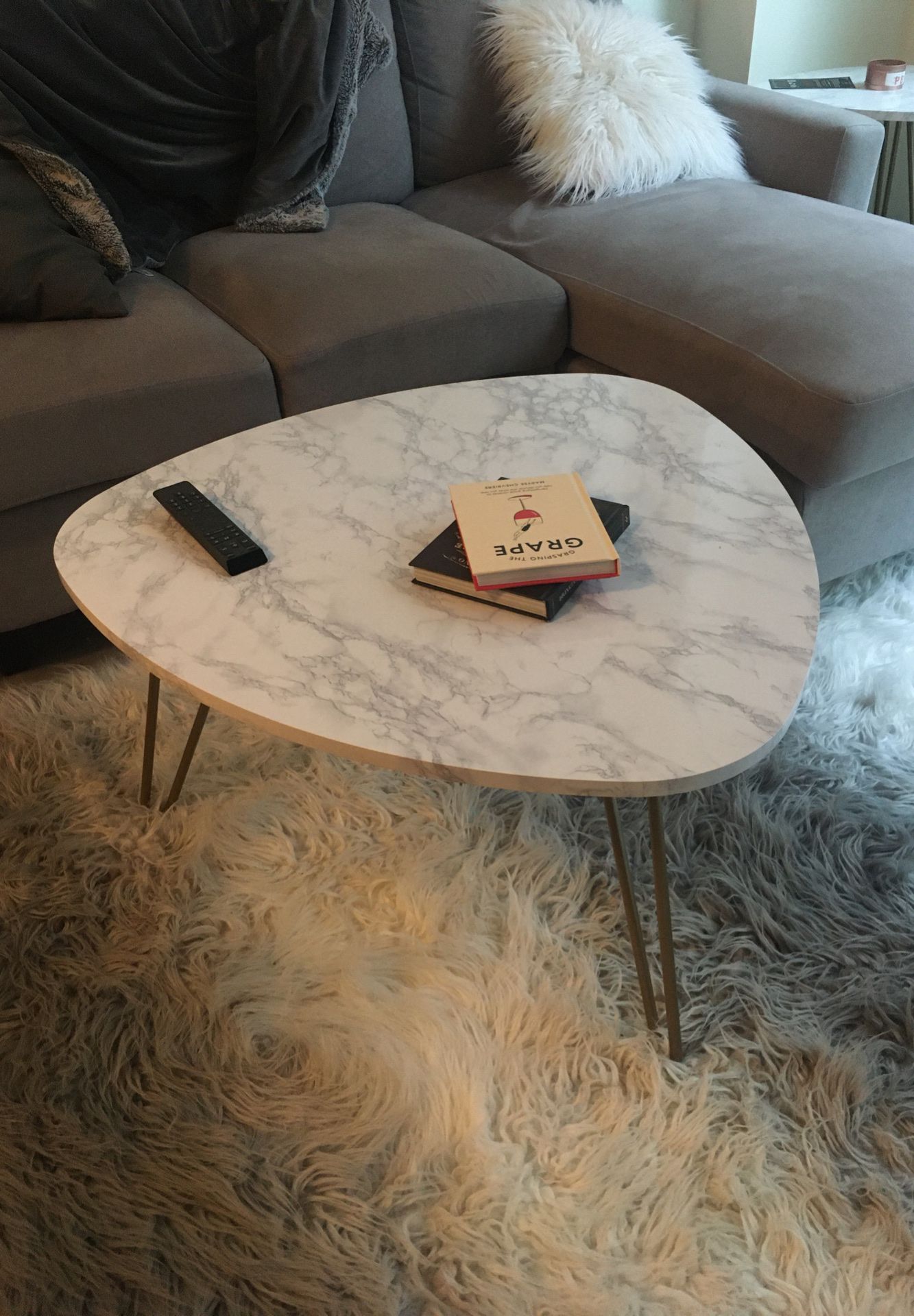 Novogratz White Marble Coffee Table & End Table