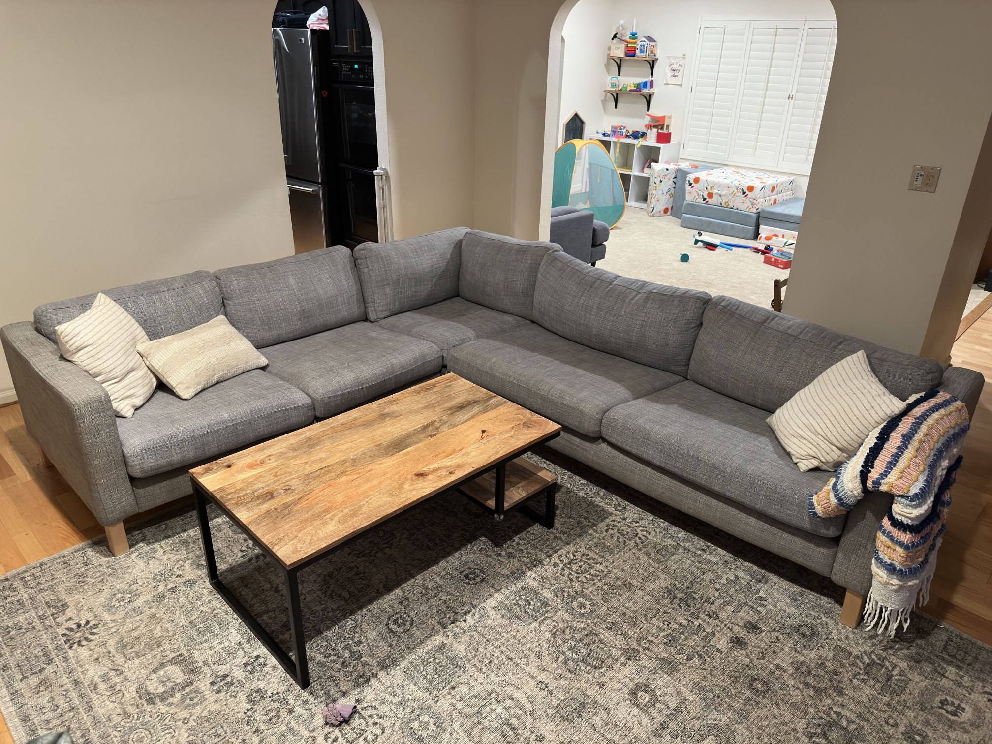 IKEA Sectional Couch, Gray. See Pictures 