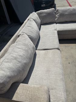 Large Beige Fabric Sectional Sofa