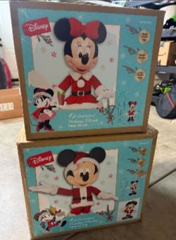 Disney 4 ft. Animated Holiday mickey mouse and Minnie Mouse Home Depot Christmas Santa Decor $300 for both