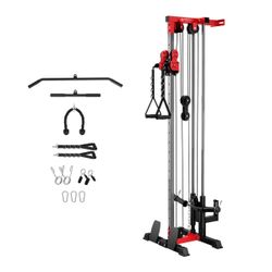Mikolo Cable Crossover Machine, Lat Pull Down Machine, Wall Mounted Pulley Tower functional trainer with Adjustable 26 Positions Dual Pulley System, L