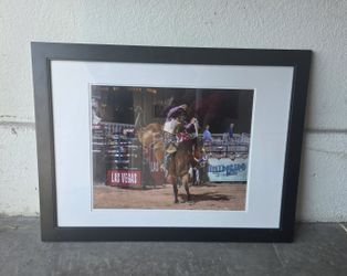 Framed Action Photo – Bareback Bronc Rider at Helldorado Days Rodeo 2017 Las Vegas – Western Rodeo W
