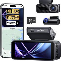 Pelsee P1 Pro Dash Cam Front and Rear, STARVIS 2 Sensor, 4K Dual Dash Camera for Cars with AI Color Night Vision, HDR WDR, ADAS, GPS, WiFi & Voice Con