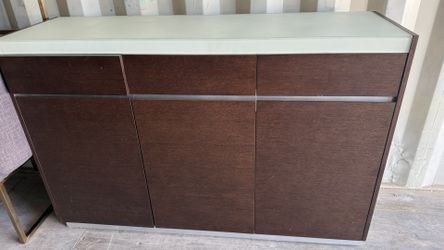 Modern Wood Sideboard With Frosted Glass