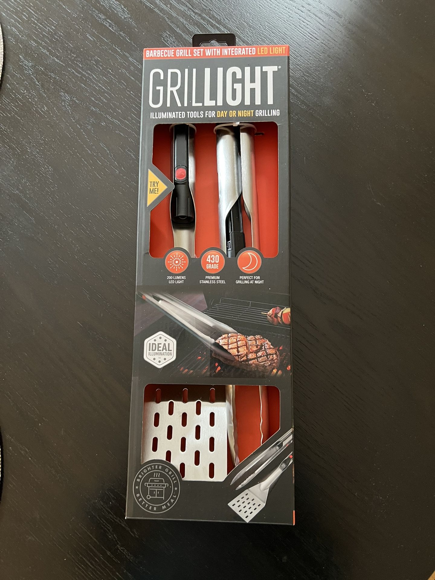 GRILLIGHT LIGHTED BBQ TOOL SET NEW