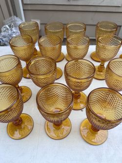 Set of 15 amber goblets