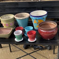 Set Of 9 Decorative Indoor Or Outdoor Pots Clay Pots Ready For Planting 