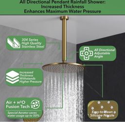 12 inch/10 inch Round Brushed Gold Rain Shower Head