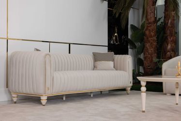 Inci Ivory Velvet Sofa