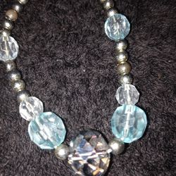 Blue & Clear Glass Beads Stretchable