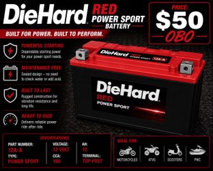 Diehard Red Sport Battery 12A-A