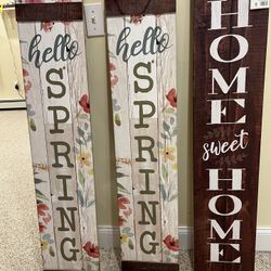 2 REVERSIBLE SIGNS NEW SPRING HOME SWEET HOME