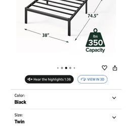 Twin Frame, Mattress, & Mattress pad 