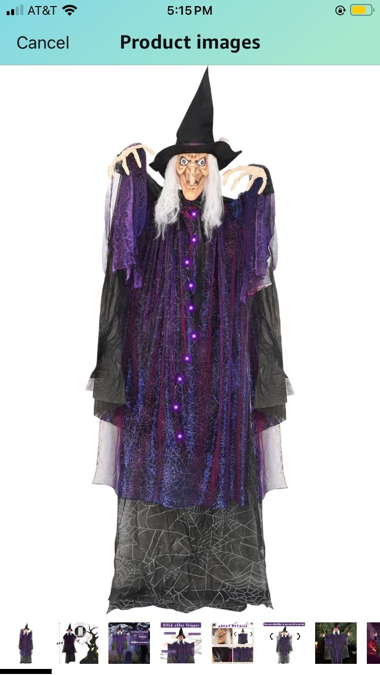 Halloween Animated Props for Halloween Party, Haunted House, Indoor Outdoor Decorations (Hanging Witch)