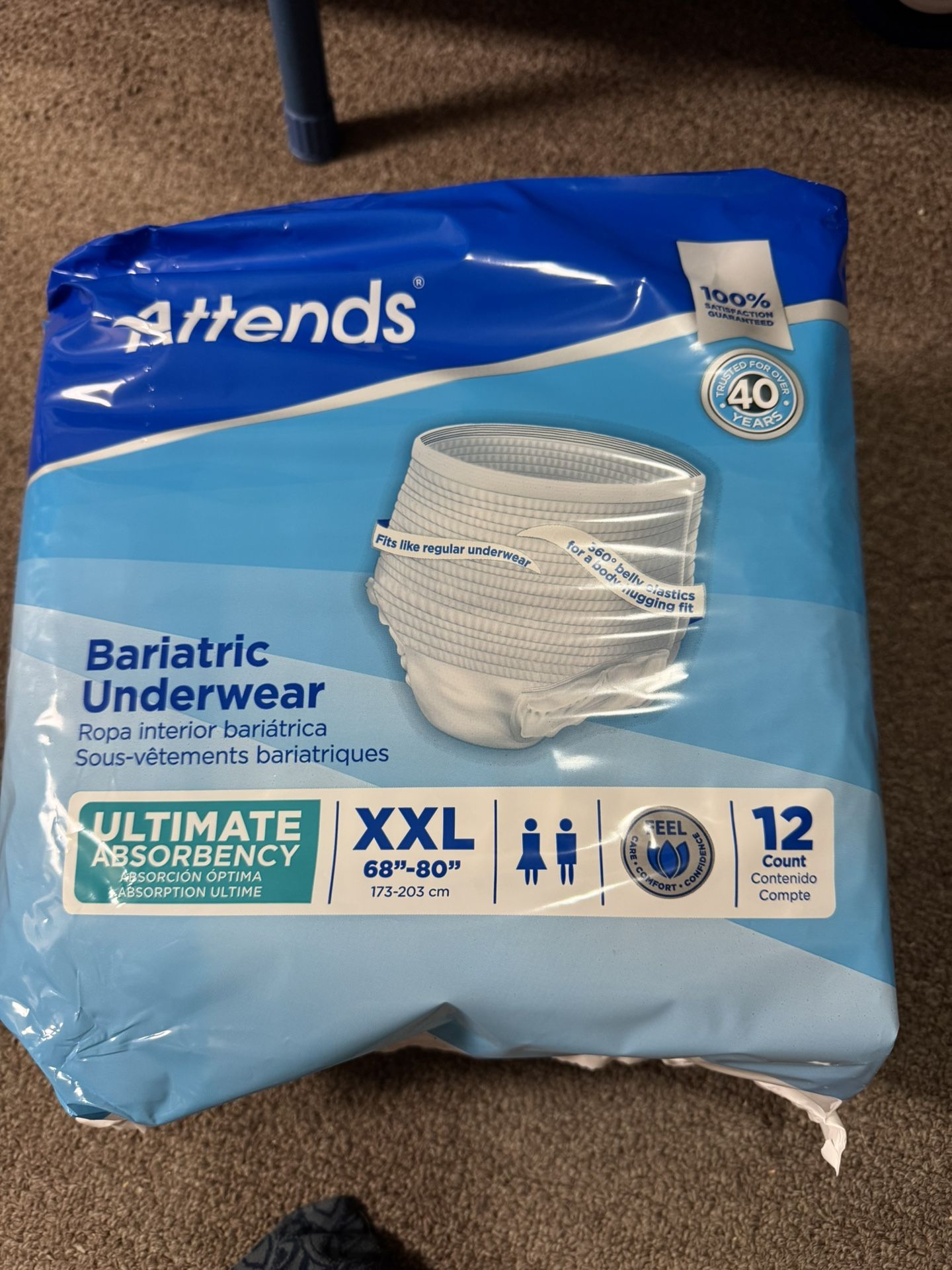 ATTENDS DISPOSABLE WOMEN's BARIATRIC UNDERWEAR. XXL