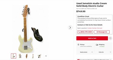 Jamstik Classic MIDI Electric Guitar Vintage Cream