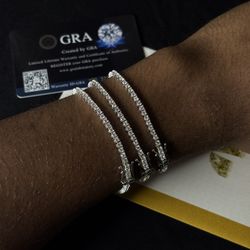 VVS Tennis Bracelet pass tester SOLID 925Sterling Silver MOISSANITE 7" 2mm 