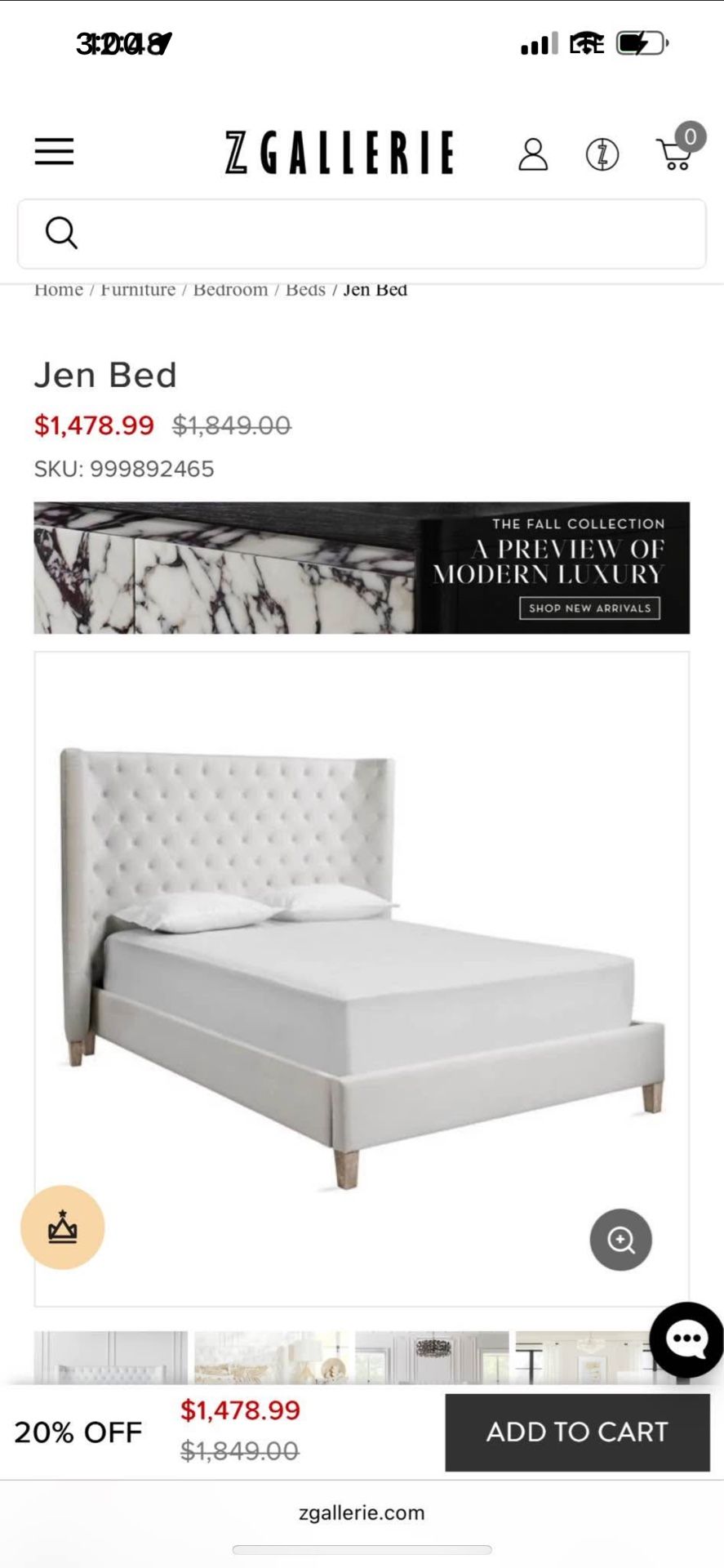 Z Gallerie Queen Bed Frame