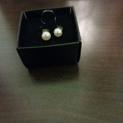 Freshwater Pearl Earrings/Silver 6mm