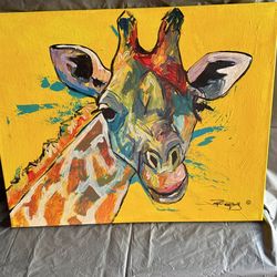 Giraffe Painting On Stretched Canvas