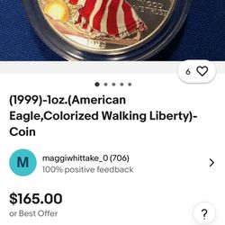 1999 1 oz Silver American Eagle Walking Liberty dollar