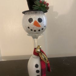 Wine Glass Snowman
