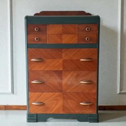 Vintage Green Waterfall Dresser 