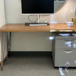 Modern Wood Desk & File Cabinet 
