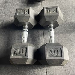 40lbs Hex Rubber Dumbbell Weights….  Home Gym Fitness…