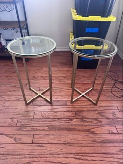 Brass Side Tables w/ Glass Top