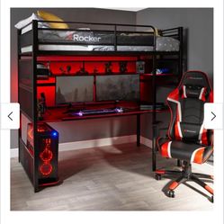 X Rocker Battle Bunk Gaming Bunk Bed with Desk