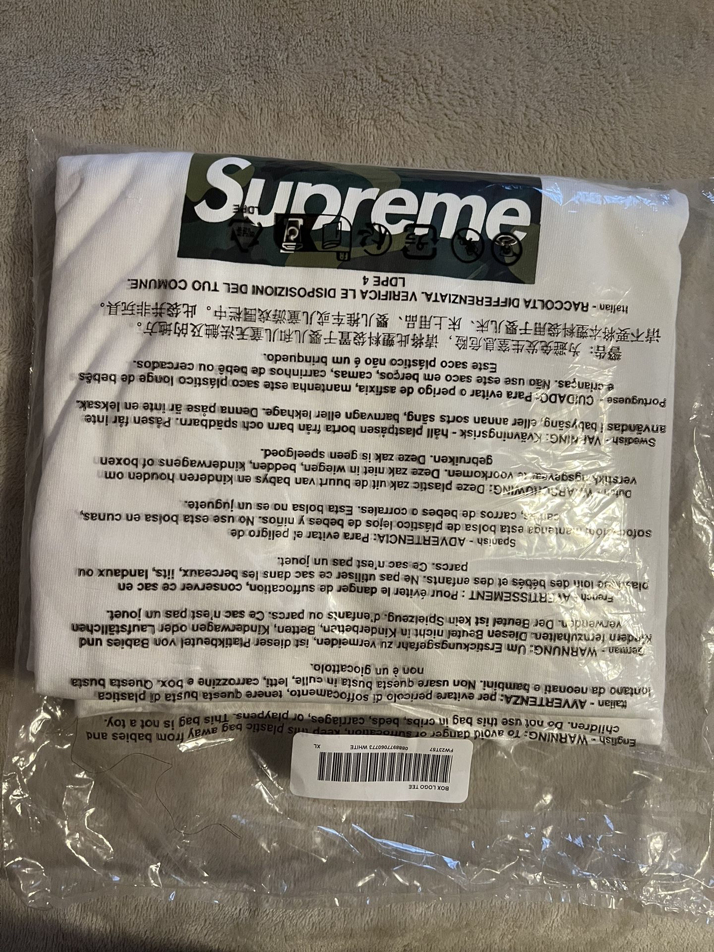 Supreme Box Logo White Tee Size XL