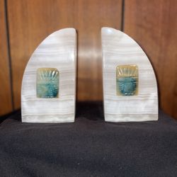Vintage Aztec Faces Hand Carved Bookends