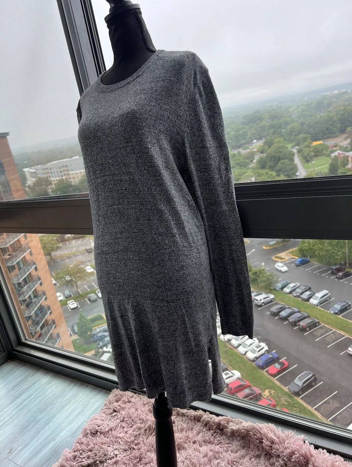 ASOS Sweater Tunic Large Gray 100% Cotton Long Sleeve