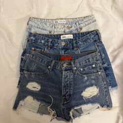 3 denim shorts | ZARA Size 4 , Small