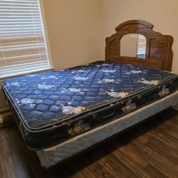 King Mattress In Good Condition With Bed Frame 