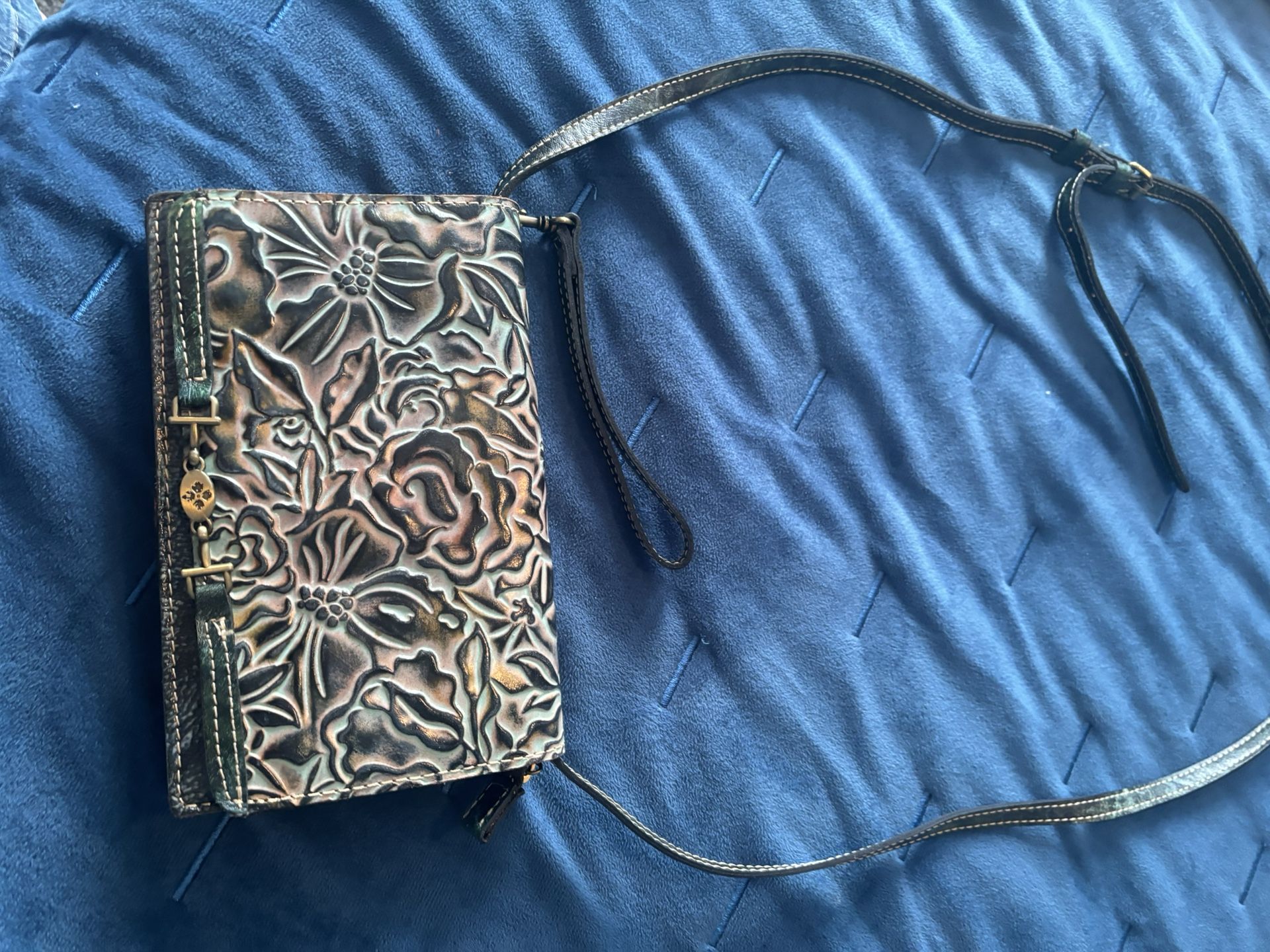 Patricia Nash NWOT Dark Green Tooled Leather Crossbody